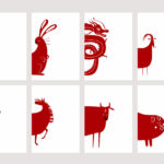 Dibujo de los doce animales del zodiaco chino (Bazi).